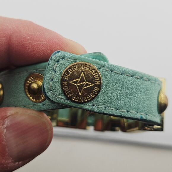 BGBG Generation Fearless Slide Charm Bracelet Aqua Blue Leather Band Y2K Style - Picture 4 of 6